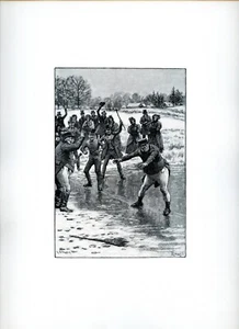 Sliding On The Ice, A.B. Frost, 1898 vintage art print - Picture 1 of 4