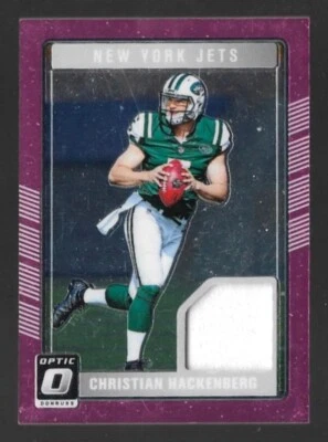 2016 Donruss Optic Rookie Threads Pink Christian Hackenberg #DRT-CH Rookie RC - Image 1 of 2