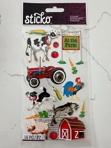 Sticko Autocollant 16 PC Farm Animals Colorful Cow Dog Pig Rooster Scrapbooking - Picture 1 of 4