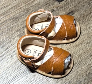 Babe Basics Tan Leather baby sandals, sz 0-6 months, girls, new - Picture 1 of 4