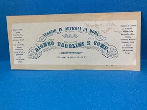 WERBUNG RECHNUNG RISORGIMENTO MODEGESCHÄFT TADOLINI MODENA 1855.++ - Bild 1 von 1
