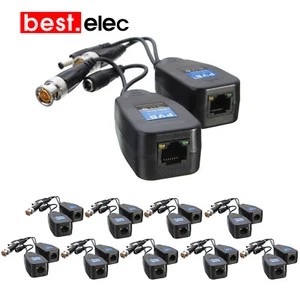10PC CCTV Coax BNC Video & Power Balun Transceiver to CAT5e 6 RJ45 Connector - Picture 1 of 13