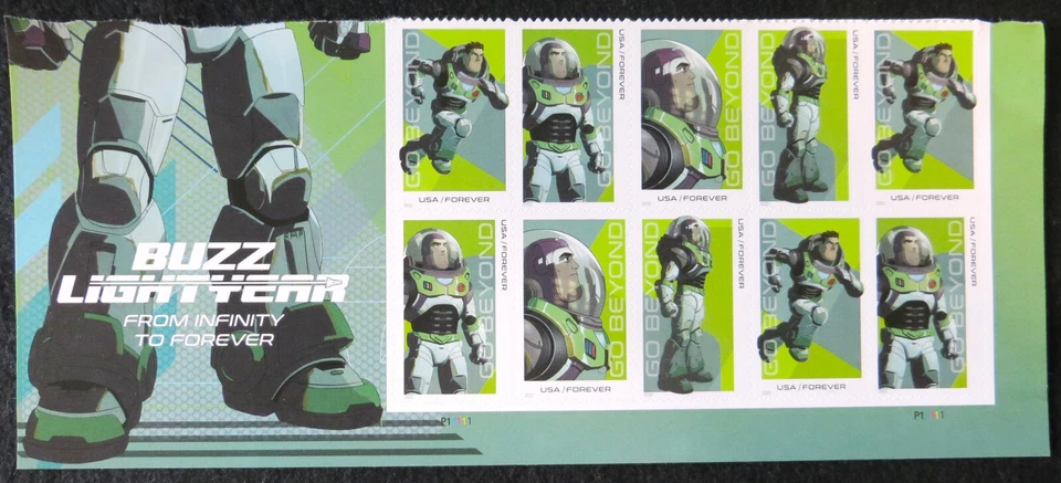 #5709-5712 (5712b) BUZZ LIGHTYEAR Plate Block of 10 Mint NH Forever Stamps - Image 1 of 1