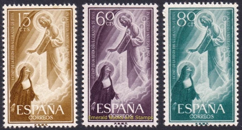EBS Spain 1957 - Sacred Heart - Margaret Mary Alacoque - Michel 1103-1105 -MNH** Cover