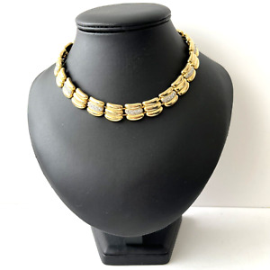 Vintage Gold Necklace Statement Cleopatra Articulated Diamante Embellished 41 cm