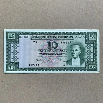 Rare Z Seies (31) Turkey 10 Lira Banknote L(1930) Mustafa Kemal Ataturk Currency - Image 1 of 4