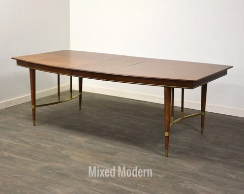 Walnut and Brass Mid Century Modern Dining Table Cover