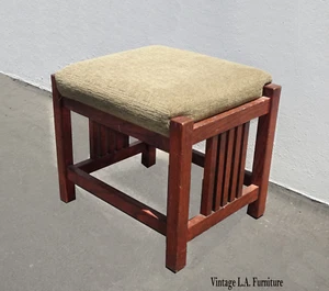 Vintage Mission Style Oak Stool Bench ~ French Country - Picture 1 of 11