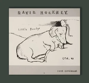 David HOCKNEY vintage 1995 illustrated calendar Little Boodge his dachshund dog - Picture 1 of 16