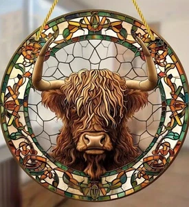 Atrapasol Highland Cow grande HD interior exterior colgante decoración hogar jardín - Imagen 1 de 7