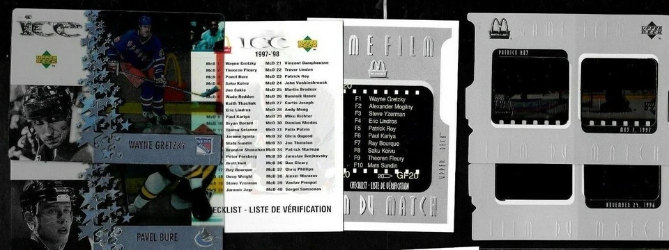 1997-98 MCDONALD’S NHL HOCKEY CARD & GAME FILM WRAPPER SEE LIST - Image 1 of 1
