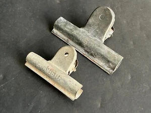 RARE OLD VINTAGE IRON PAPER BINDER CLIP ARISTO BRAND COLLECTIBLE 2 Pcs - Picture 1 of 12