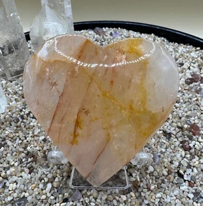 Fire & Golden Healer Quartz Heart 7cm | Vitality, Healing & Balance | 130g - Picture 1 of 5