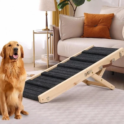Adjustable Heights Dog Pet Ramp Foldable 6 Stair Non-Slip Ramp Car Bed Sofa 87cm - Image 1 of 4