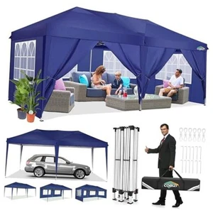 Pop Up Canopy Tent with Removable Sidewalls Waterproof 10x20 Navy Blue - Picture 1 of 7