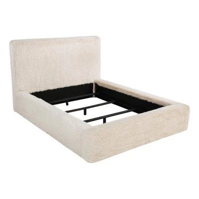 Cama King Oriental Tapizada de Tela y Piel Sintética Coaster Rebecca en Crema Foto 1 de 4