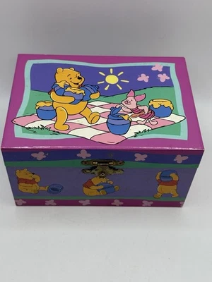 Kreisler Winnie The Pooh Music Jewelry Box Purple Mirror WORKS Dancing Bear Case - Image 1 of 4