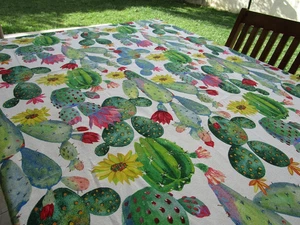 Quadratische Tischdecke mit Kaktus-Motiv 100 % Baumwolle Größe 180 x 180 cm h... - Bild 1 von 7