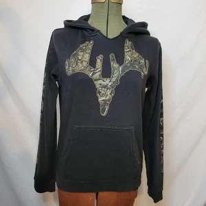 Legendary Whitetails Youth XL  Camo And Black Hoodie Hunting Season Deer Antlers - Picture 1 of 12