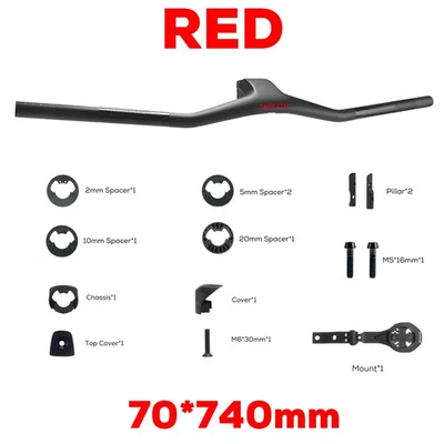 740MM X 70/80mm -40° Carbon Integrated Mountain Bike Handlebar with Mount - Image 1 of 4