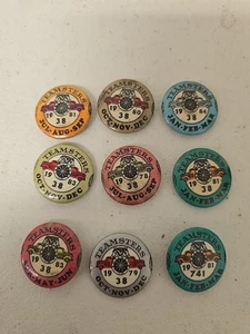 Lot Of 9 Vintage Teamsters Pinback Buttons - Picture 1 of 5