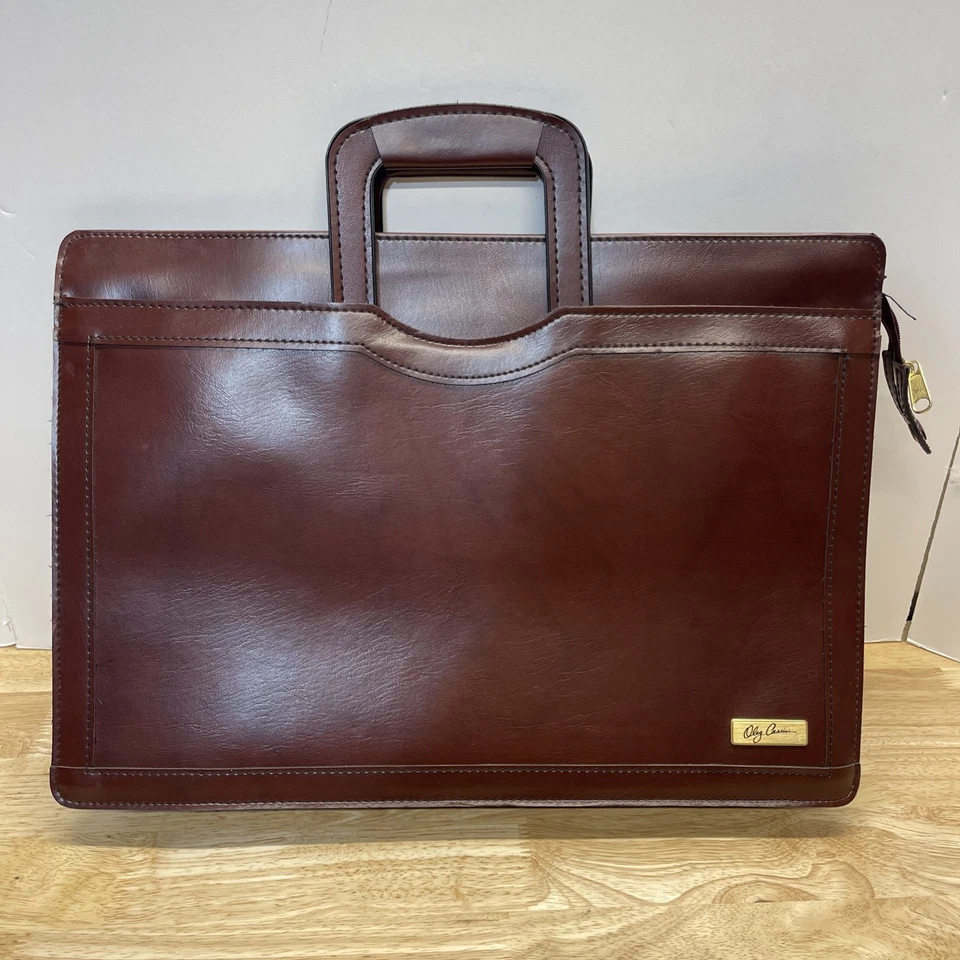 Maletín portafolio vintage Oleg Cassini con asas caídas estuche con cremallera 17x12" Foto 1 de 4