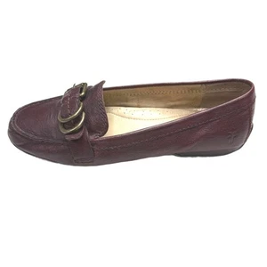 Frye Women's Burgundy Leather Loafers with Buckle Detail size 9 - Picture 1 of 9