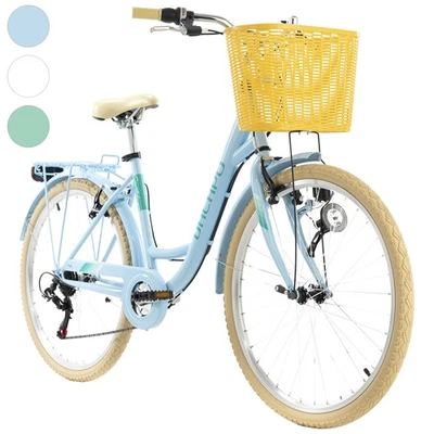 Damen Cityrad 26" mit Korb Citybike 6 Gänge Cantaloupe 3 Farben KS Cycling M507C - Bild 1 von 4