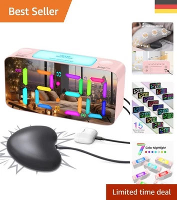 Dynamischer Vibrationswecker mit USB und 7-farbigem Nachtlicht für Schlafzimmer - Bild 1 von 4