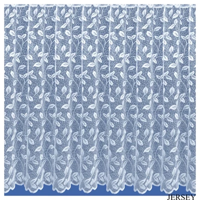 Luxury Jersey Scrolling Leave White  Lace Net Curtain Sold by the Metre 10 Drops - Image 1 of 4