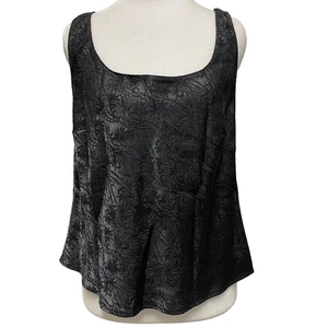 Victoria's Secret Sleeveless Pajama Sleep Top Sz L Black Leaf Print Jacquard - Picture 1 of 10