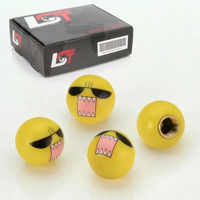 4x Ventilkappen Aluminium Reifen Ventil Emoji Smiley Ärger Gelb für PORSCHE - Bild 1 von 3