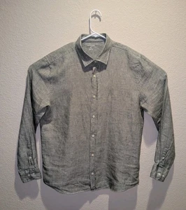 Bloomingdales 100% Linen Shirt Mens Lightweight Gray LS Button Up - L EUC - Picture 1 of 9