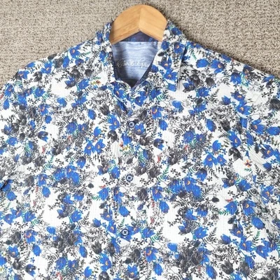 Camisa Robert Graham Estampado Floral Manga Corta Abotonada Para Hombre Talla Mediana Volantes Foto 1 de 4
