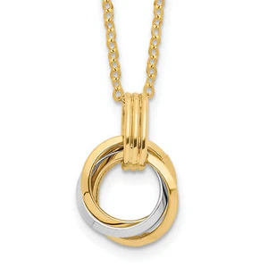 Gold 14K Two-tone Intertwined Circles w/ . ext Necklace - 16.75" - Picture 1 of 6