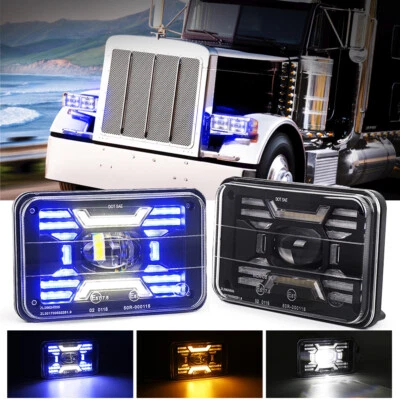 4x6"INCH LED Headlights Hi/Lo Amber Blue White DRL For BLIZZARD Snow Plow 680LT - Image 1 of 4