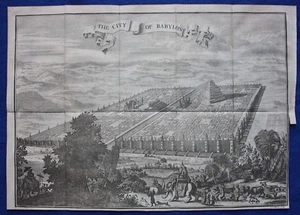 Estampado antiguo original CIUDAD DE BABILONIA, TORRE DE BABILONIA, J. Mynde, Osborne 1747 - Imagen 1 de 4