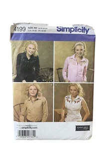 UNCUT FF Sewing Pattern Simplicity 4199 Top Shirt Western Rodeo Miss Size 14-20 - Picture 1 of 2