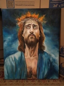 Powerful 30x24 Jesus Christ The King Messiah Oil Painting Texas Artist! - Picture 1 of 5