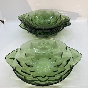 Set Of 4 Vintage Green Noritake Glass Two Handle Nappy Bowl/Candy Dish Server - Picture 1 of 6