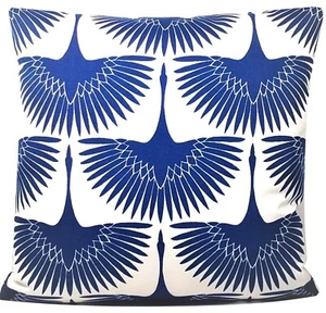 Genevieve Gorder Blue and White Flock Outdoor Throw Pillow Cover 17x17 - Picture 1 of 6