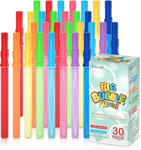 30 Pack 14’’ Big Bubble Wands, 8 Colors Bulk for Summer Toy, Outdoor / Indoor Ac - Picture 1 of 12