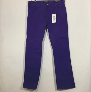NEW TCU Purple Horned Frog Straight Leg Pants Women $118 Stretch Zip Fly Sz 36 - Picture 1 of 7