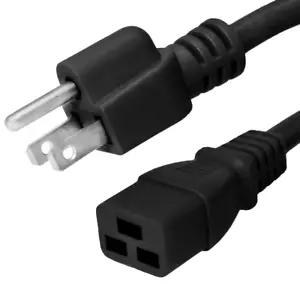 AC Power Cord 5-15P to C19 - 1 ft, 15A/125V 14 AWG - Iron Box # IBX-4923-01M - Picture 1 of 1