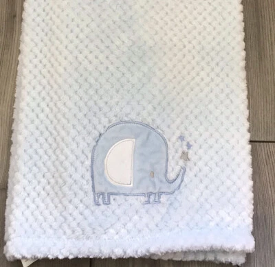 Трудно найти детское снаряжение слон милое флисовое одеяло синие плюшевые звезды б/у в отличном состоянии - Изображение 1 из 4