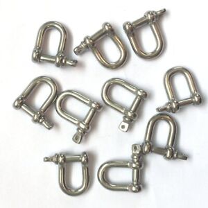 JingYi Stainless Steel Mini D Shaped Bow Shackle 3mm Silver Colorfor Paracord