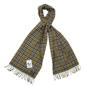 BURBERRYS Schal 100% Wolle Wool Vintage ca 181cm Novacheck Grün Made in England - Imagen 1 de 5