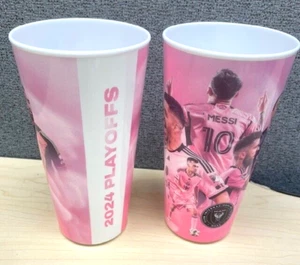 2 RARAS Tazas de Recuerdo Auténticas 18 OZ Inter Miami Playoffs 25 de Oct 2024 Messi Pic - Imagen 1 de 7