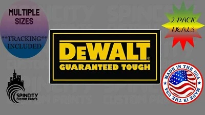 DEWALT TOOLS Guaranteed Tough Vinyl Sticker Graphic Garage Truck Decal - Image 1 of 4