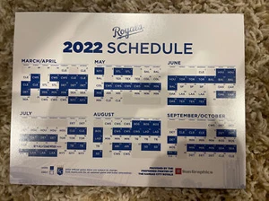 Kansas City Royals 2021 Teamfoto & Spielplan 2022 SGA 3.10.21 - Perez, Whit, Nicky - Bild 1 von 2